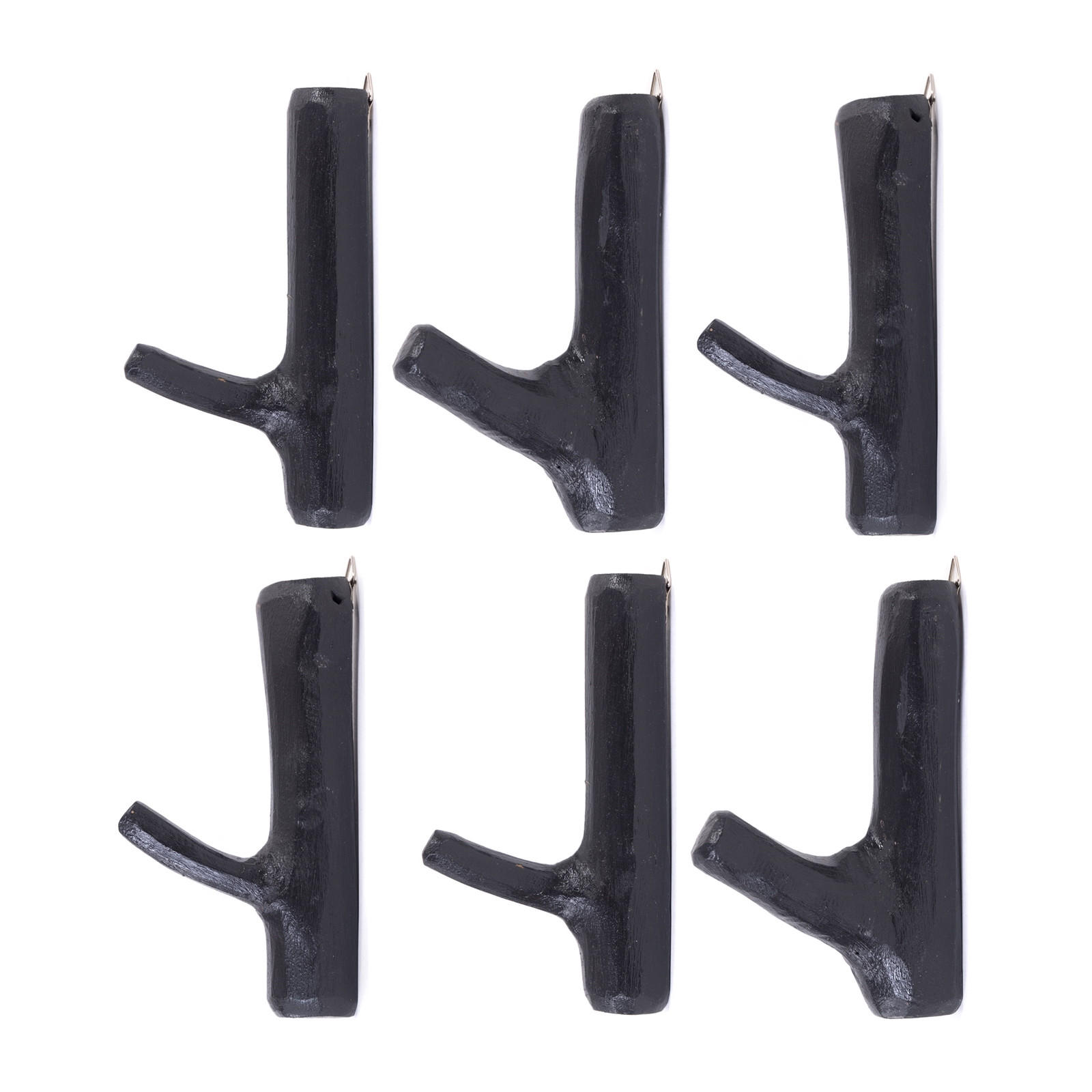 GARDEROBENHAKEN Limb 6er-Set Teakholz Wurzel - Schwarz, Holz (2/17/10cm) - DESIGN DELIGHTS