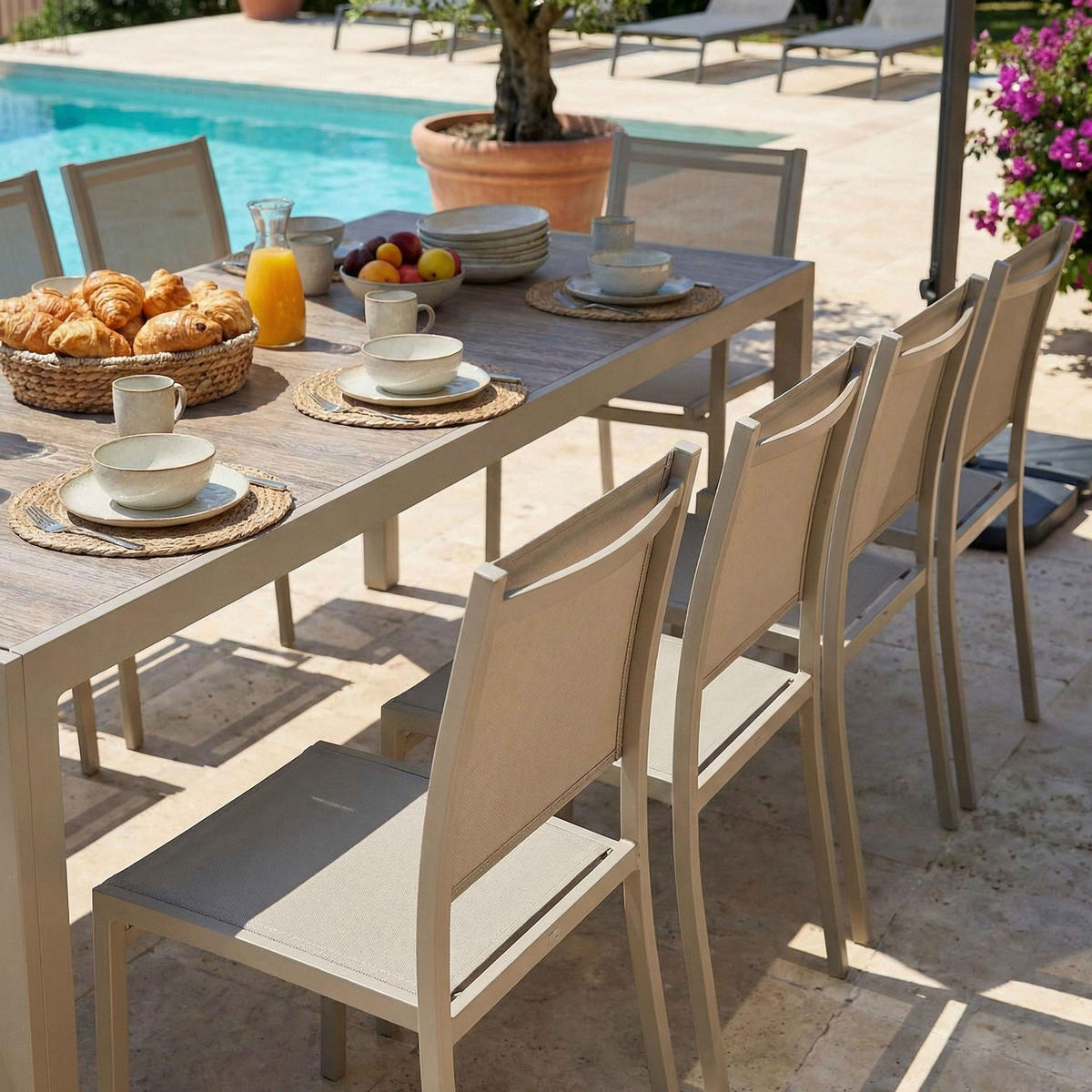 GARTENSET 11-tlg., Beige - Beige, Metall - Oviala