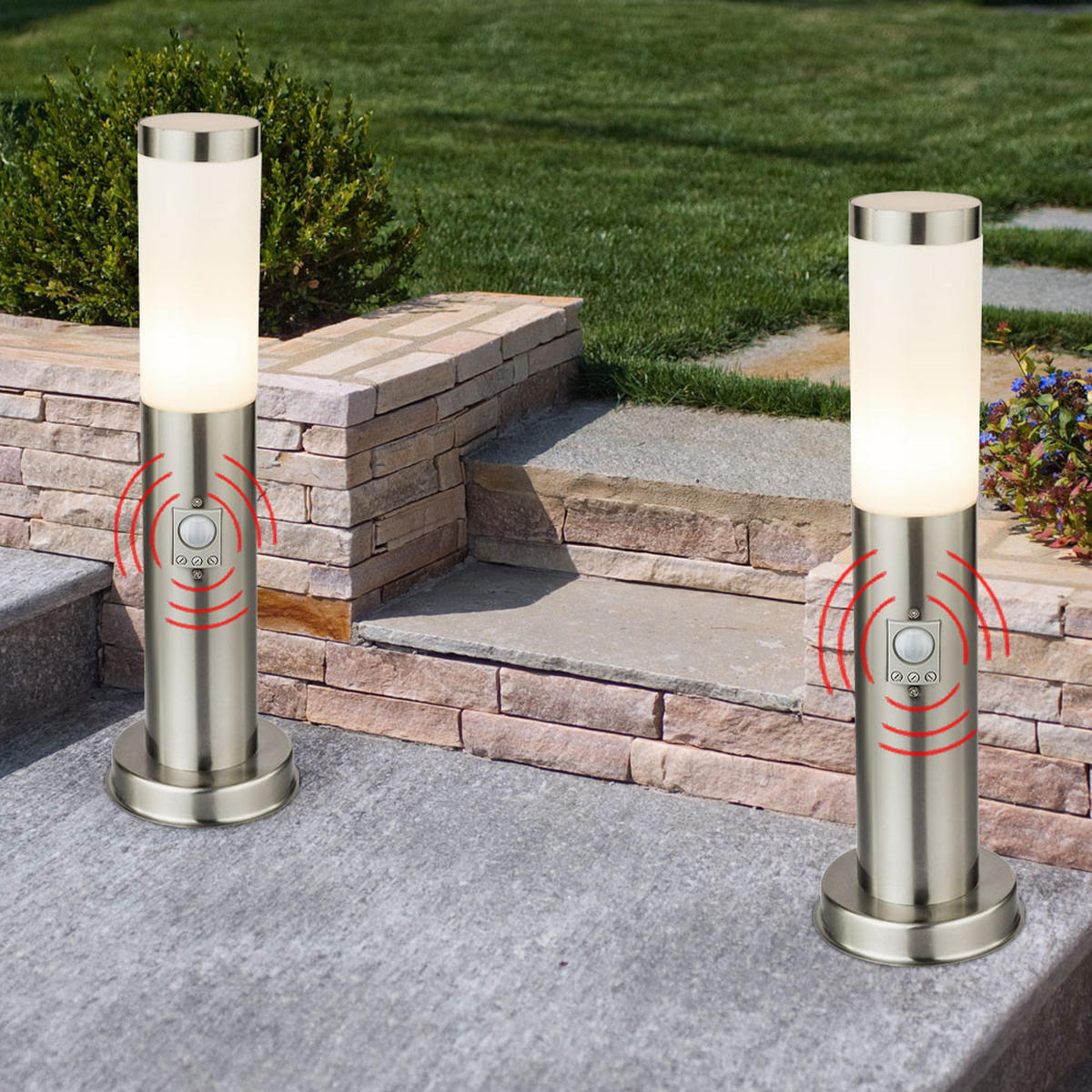 LED WEGELEUCHTE Edelstahl Anthrazit 2er Set - Anthrazit, Metall (7.6/7.6/45cm)