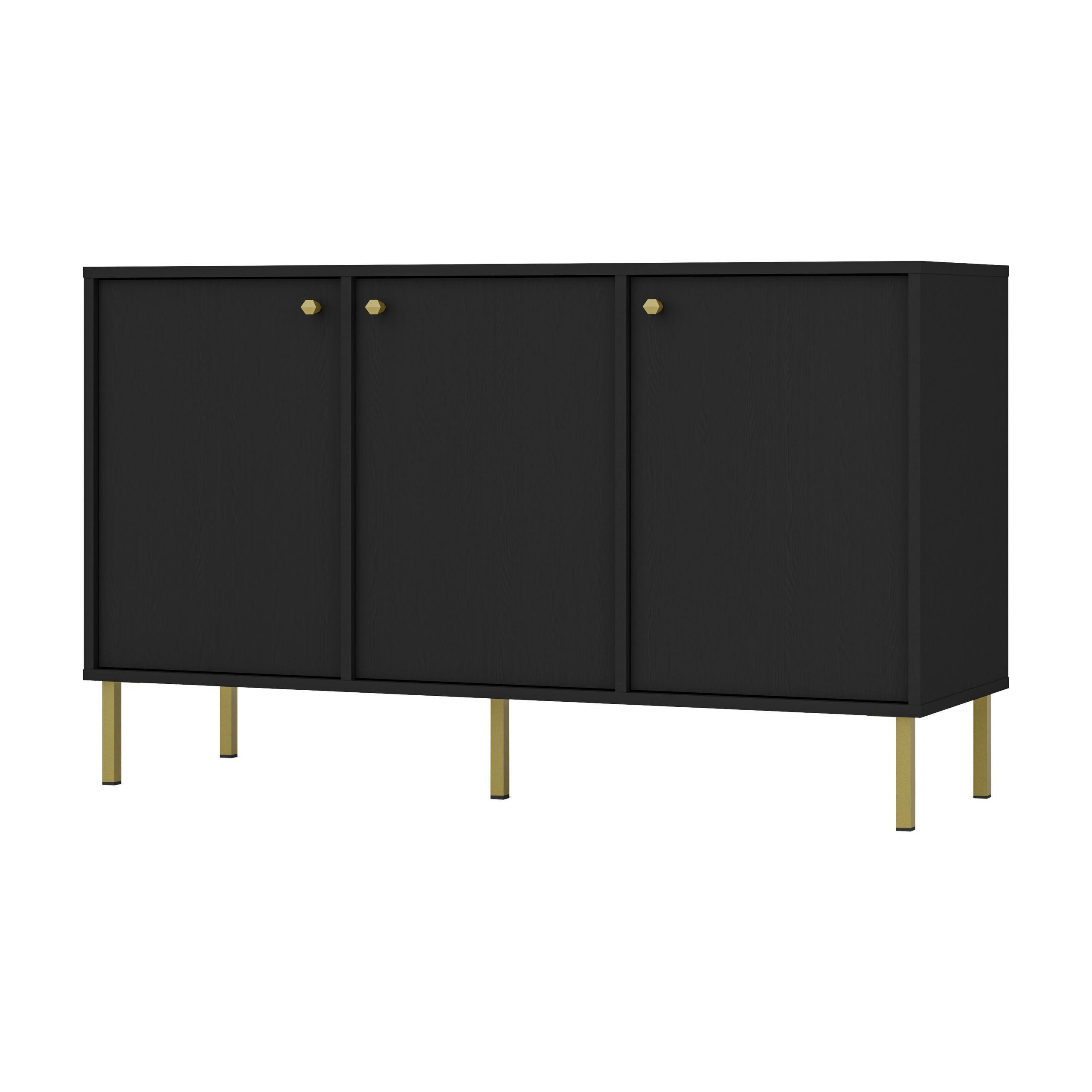 KOMMODE TORINO 125/74/41 cm mit 3 Türen Graphitfarben - Graphitfarben, Holzwerkstoff (125/74/41cm) - MASSENO