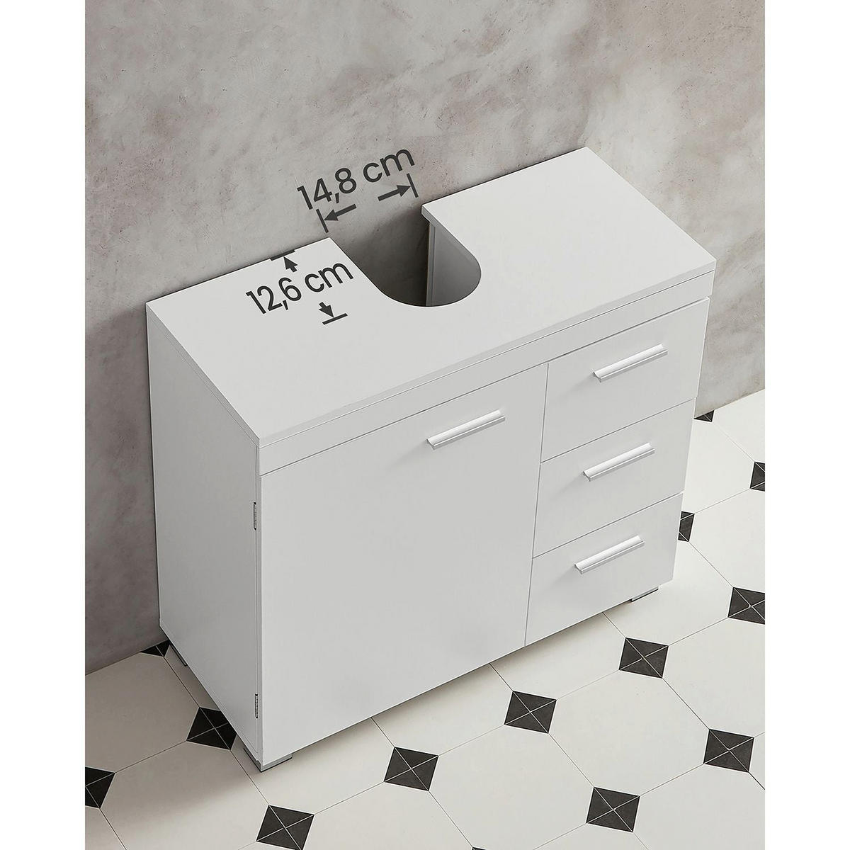 WASCHBECKENUNTERSCHRANK MONROVIA - Weiß, Holzwerkstoff (70/64/30cm) - Hansiro