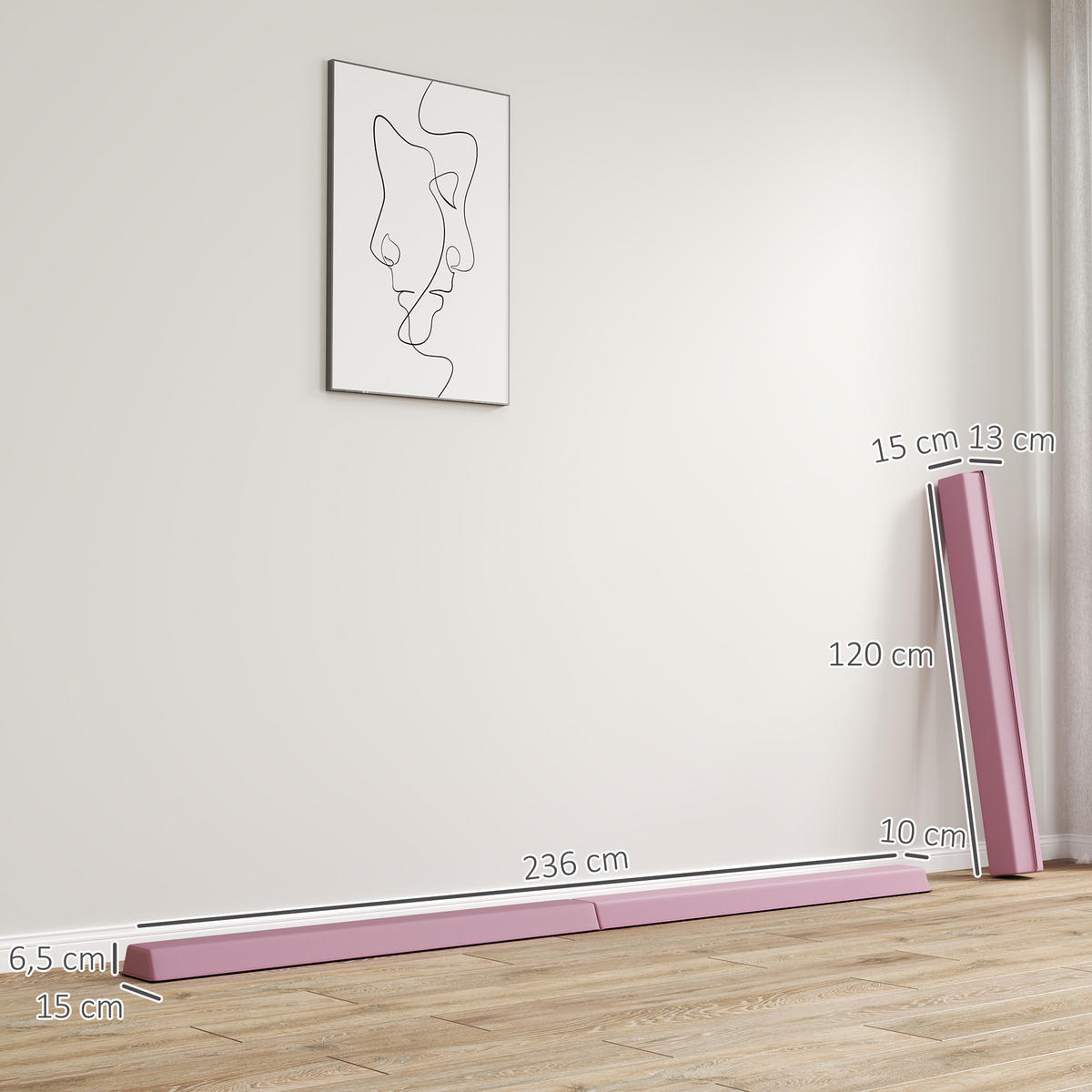 SCHWEBEBALKEN Karina Rosa faltbar 236 cm - Rosa, Kunststoff (236/15/6.5cm) - Jamb