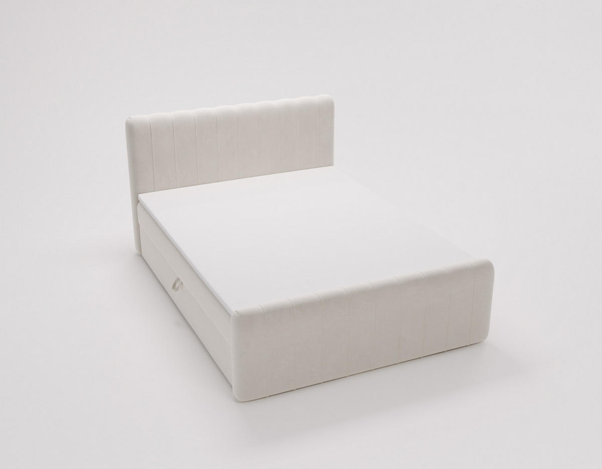 BOXBETT OSLO mit Bettkasten Stoff Komodo Beige 120x200 cm - Beige, Holz (120/200cm) - Kaiser Möbel