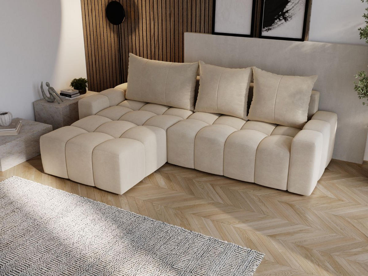 ECKSOFA Bresso Beige - Beige, Holz/Textil (255/168cm) - Graingold