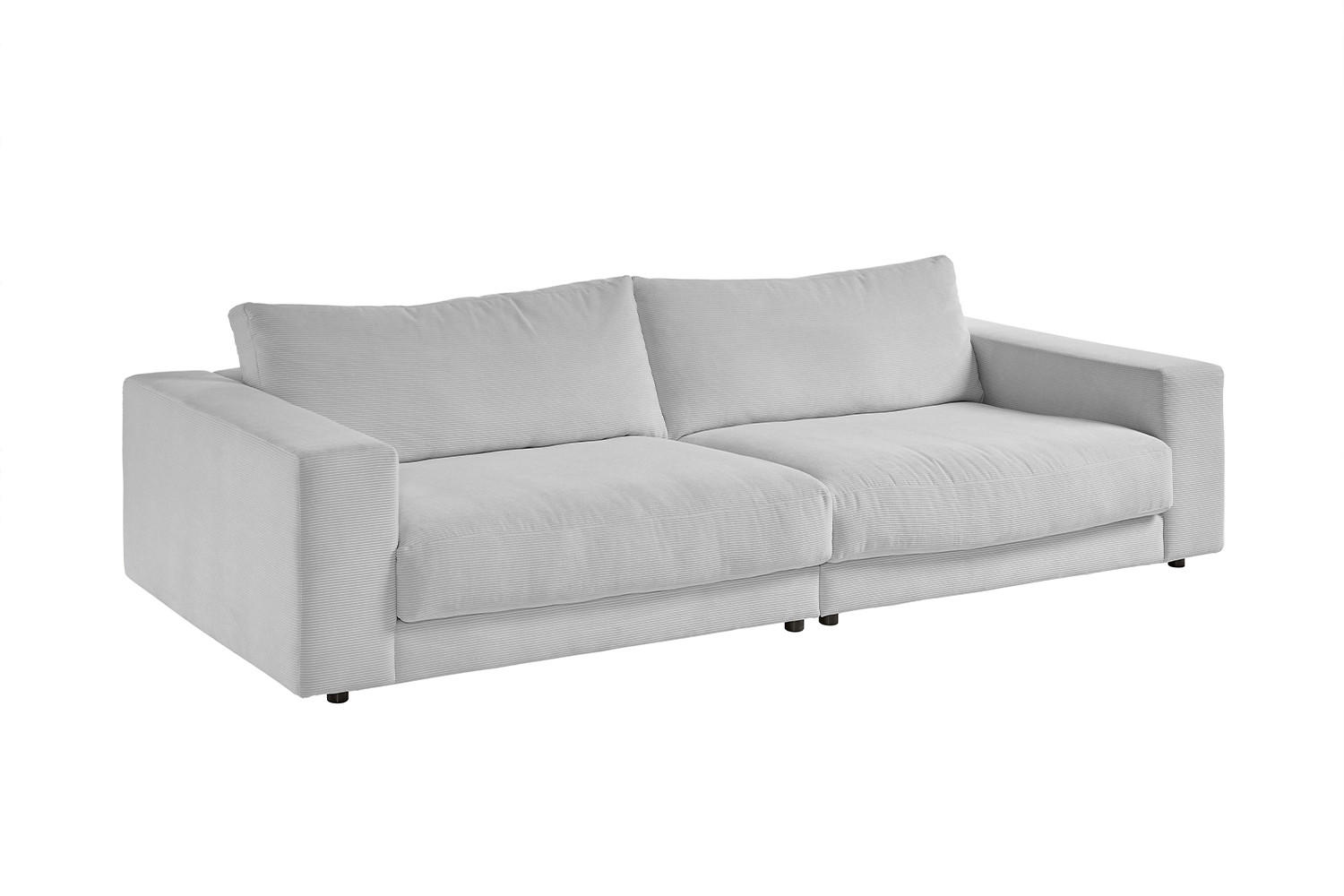 SOFA 3-SITZER MADELINE Hellgrau Cord - Hellgrau/Schwarz, Textil (290/85/127cm) - KAWOLA