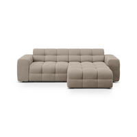 ECKSOFA rechts Kendal aus strukturiertem Stoff dunkelbeige 4 Sitzplätze - Mokka, Textil (173/256cm) - Micadoni