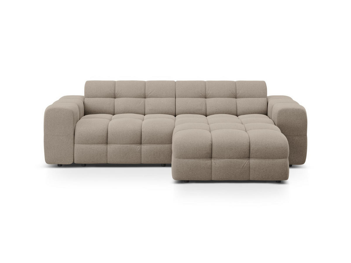 ECKSOFA rechts Kendal aus strukturiertem Stoff dunkelbeige 4 Sitzplätze - Mokka, Textil (173/256cm) - Micadoni