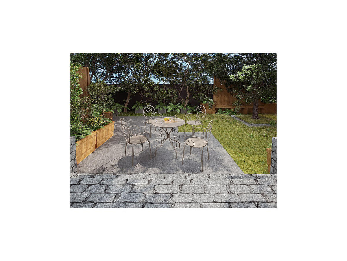GARTENSTUHL - 48 cm x 52 cm - Metall - Beige - GUERMANTES - Beige, Metall (48/89/52cm) - Vente-Unique