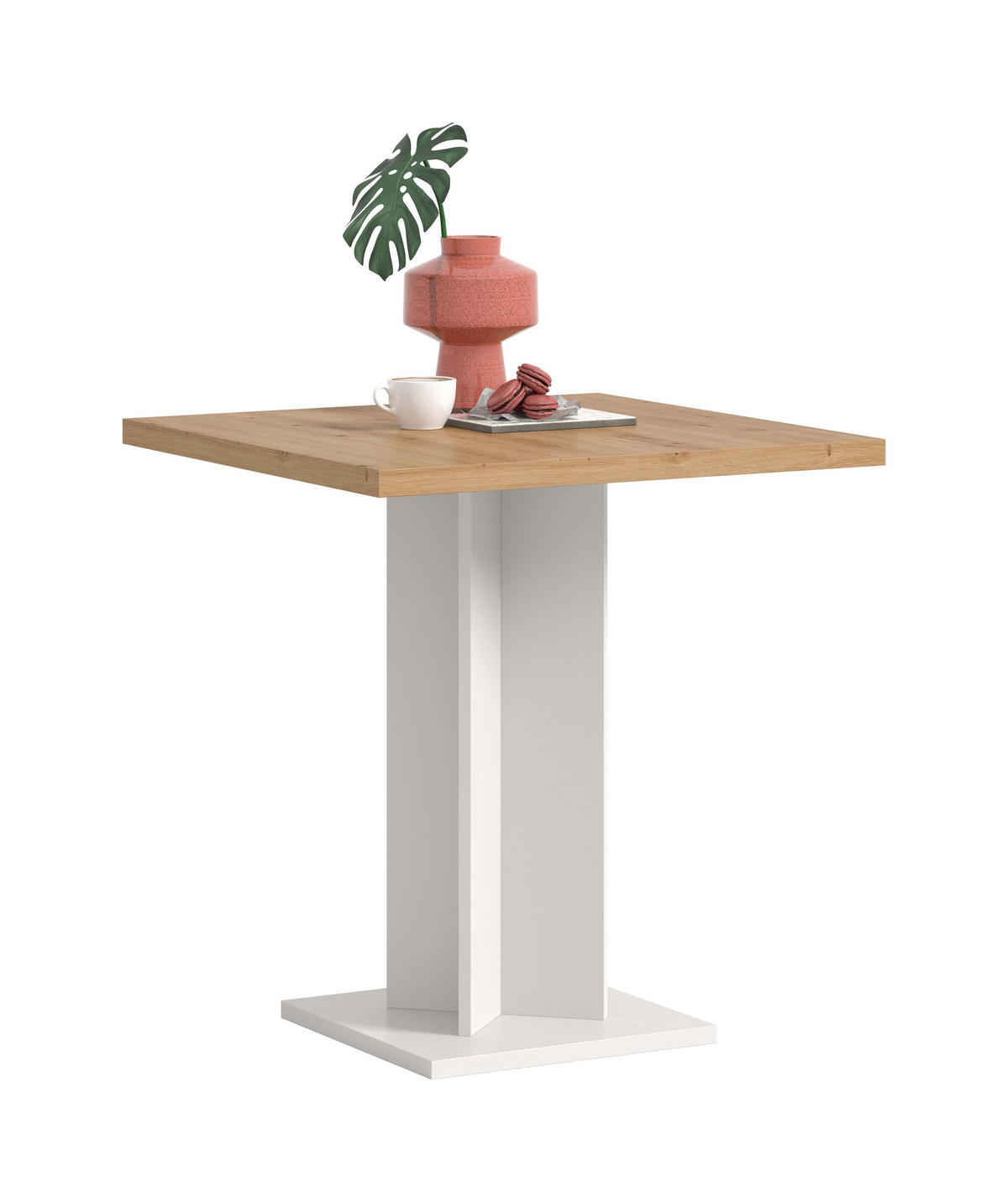 ESSTISCH GUSTAV (B/H/T: ca. 70/76/70 cm) in weiß/Artisan Eiche Nachbildung - Weiß, Holzwerkstoff (70/70/76cm)