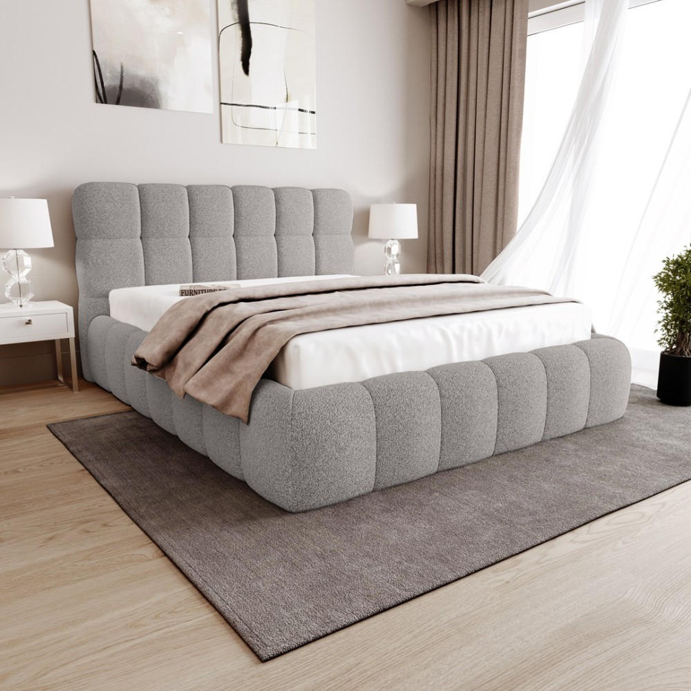 POLSTERBETT Cleo mit Matratze und Topper, 180x200 cm, Grau - Grau, Textil (180/200cm) - Beautysofa