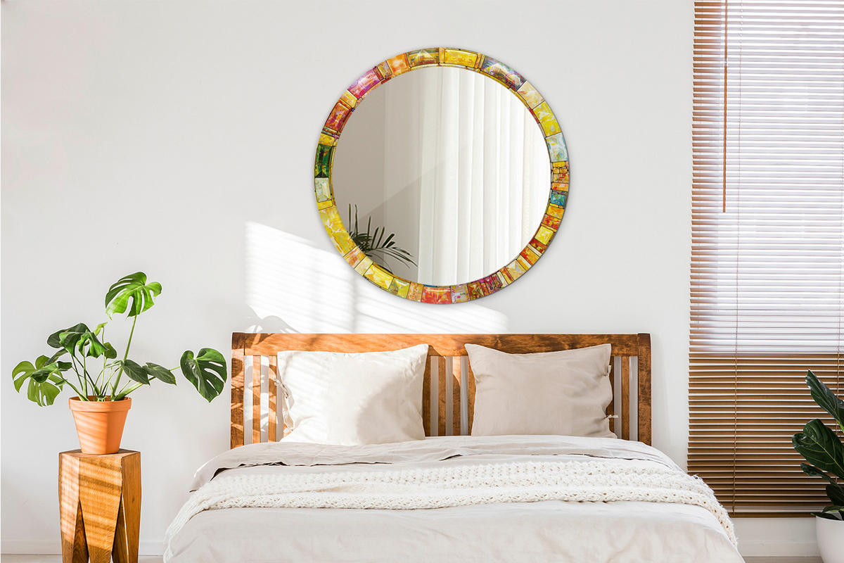 SPIEGEL Ø90 cm Rund mit Aufdruck - Multicolor, Glas (90/90/0.4cm) - TULUP