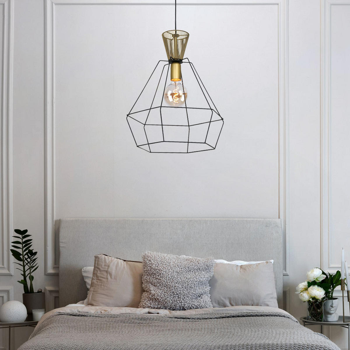 PENDELLEUCHTE Lillehammer Stahl Schwarz - Schwarz, Metall (38/38/55cm)