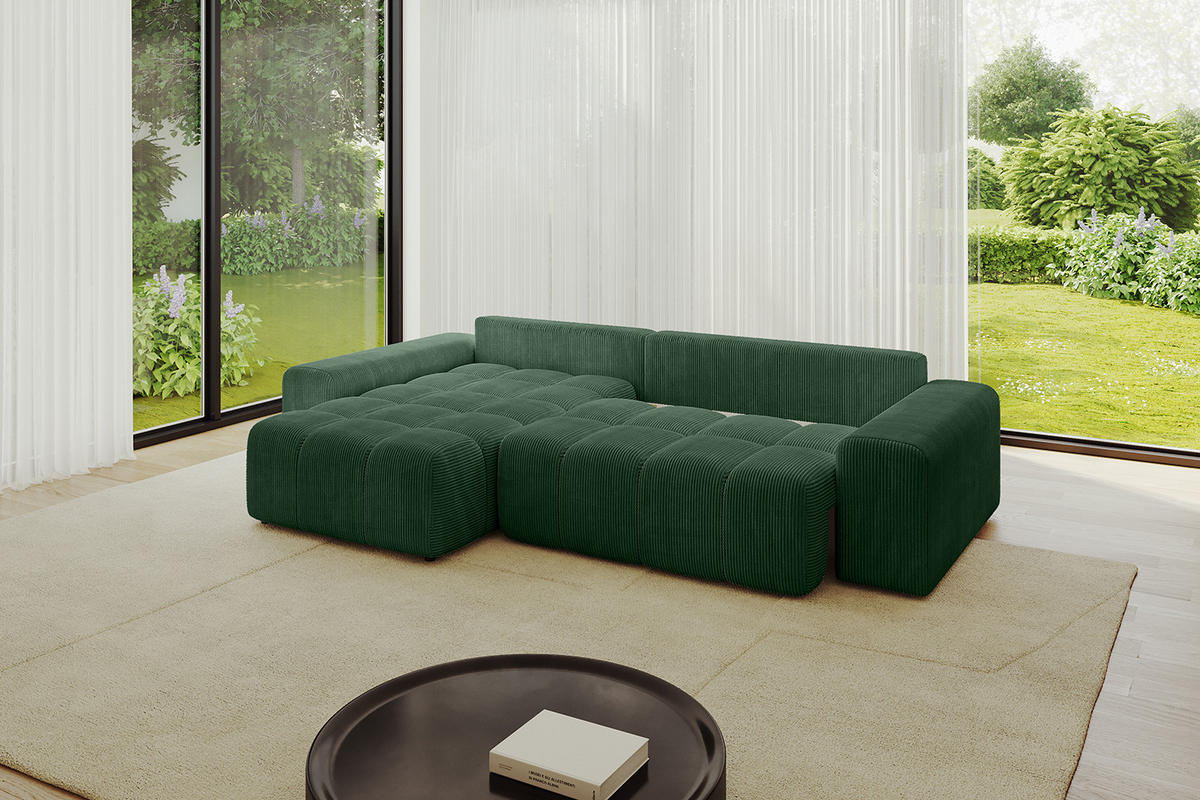 ECKSOFA Ottomane links/rechts ENIL-L 290x175x84 Grün Cord - Grün, Holzwerkstoff/Kunststoff (290/175cm) - ALTDECOR