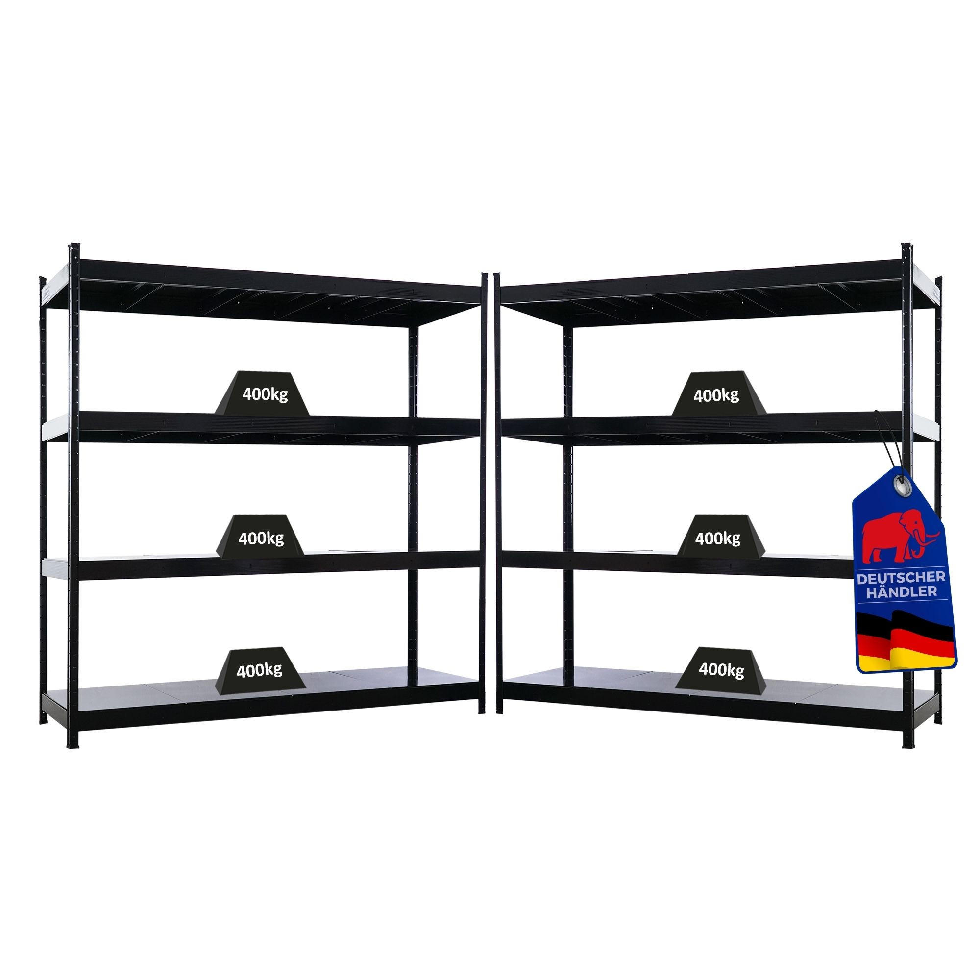 Proregal Schwerlastregal Schwarz 200x200x60 cm