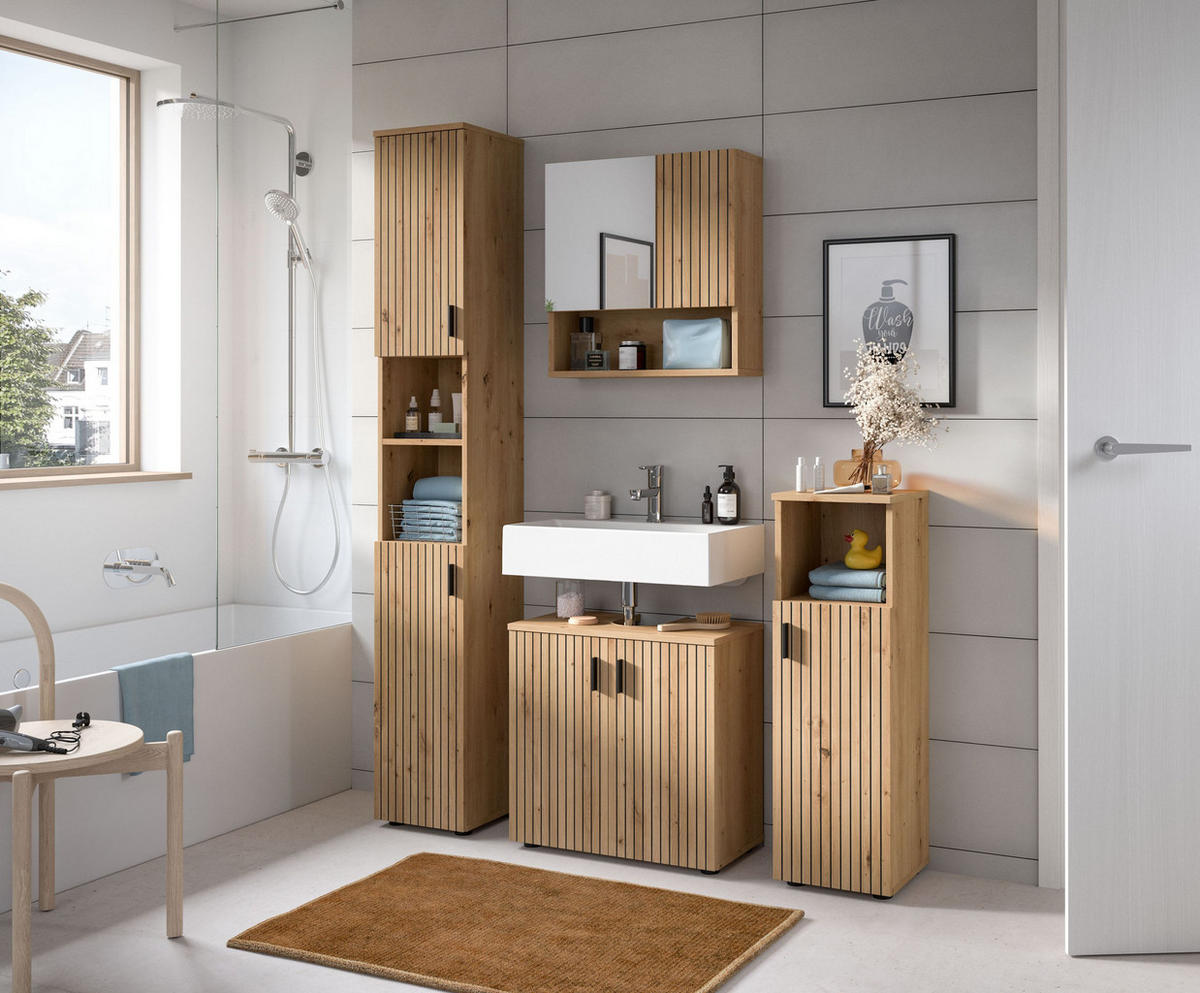 BADSCHRANK Mira (B/H/T: ca. 30/192/30 cm) in Artisan Oak Nachbildung/Artisan Oak Nachbildung - Eiche Artisan, Holzwerkstoff (30/192/30cm)