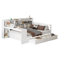 SCHLAFSOFA 140/200 cm mit Schreibtisch, Regalen, 2 Schubladen und Steckdose, Weiß - Weiß, Holzwerkstoff (165/100/245.5cm) - Redom