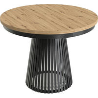 ESSTISCH Scala runder ausziehbarer, Hellbraun 100-180/100/75 cm - Schwarz/Eiche Artisan, Holzwerkstoff/Metall (100/100/75cm) - WFL GROUP