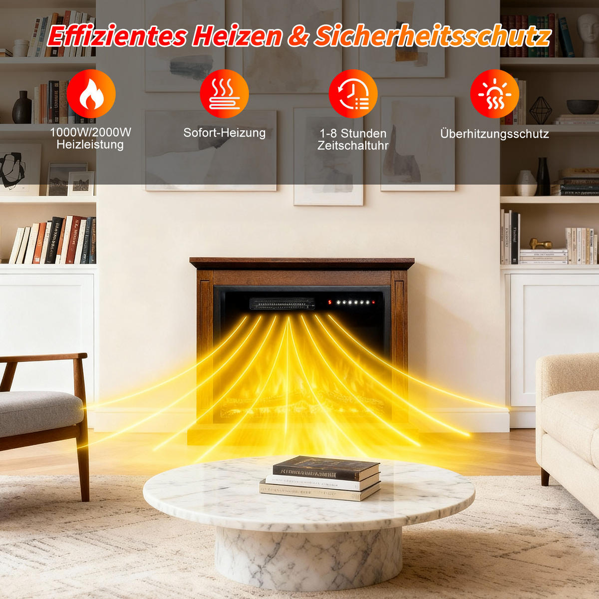 23" Elektrokamin mit Schrank - Braun, Metall (74/59.8/24cm)