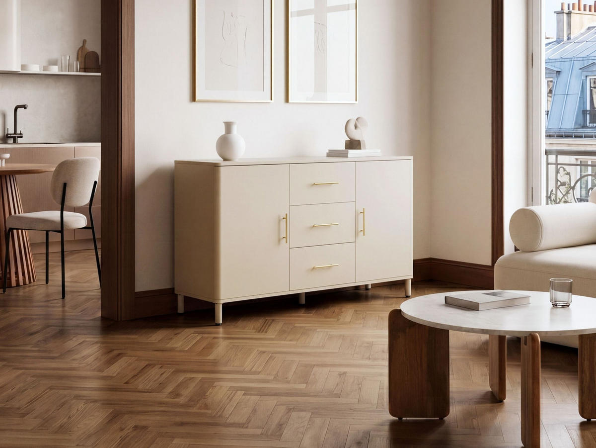 SIDEBOARD s zásuvkami Kov Béžový Ombura - béžová, kov (120/80/40cm) - Beliani