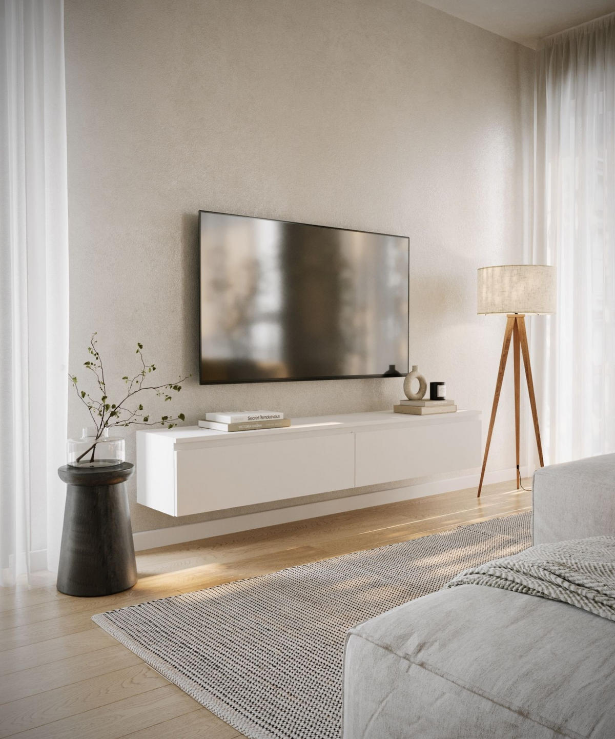 TV-LOWBOARD Bemmi Weiß 175 cm - Weiß, Holzwerkstoff (175/28.4/31.8cm) - Selsey