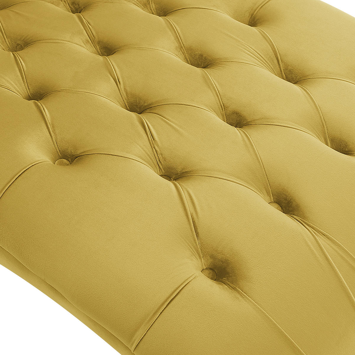 CHAISELONGUE Samtstoff senfgelb Muret - Dunkelbraun/Gelb, Textil (163/87/72cm) - Beliani