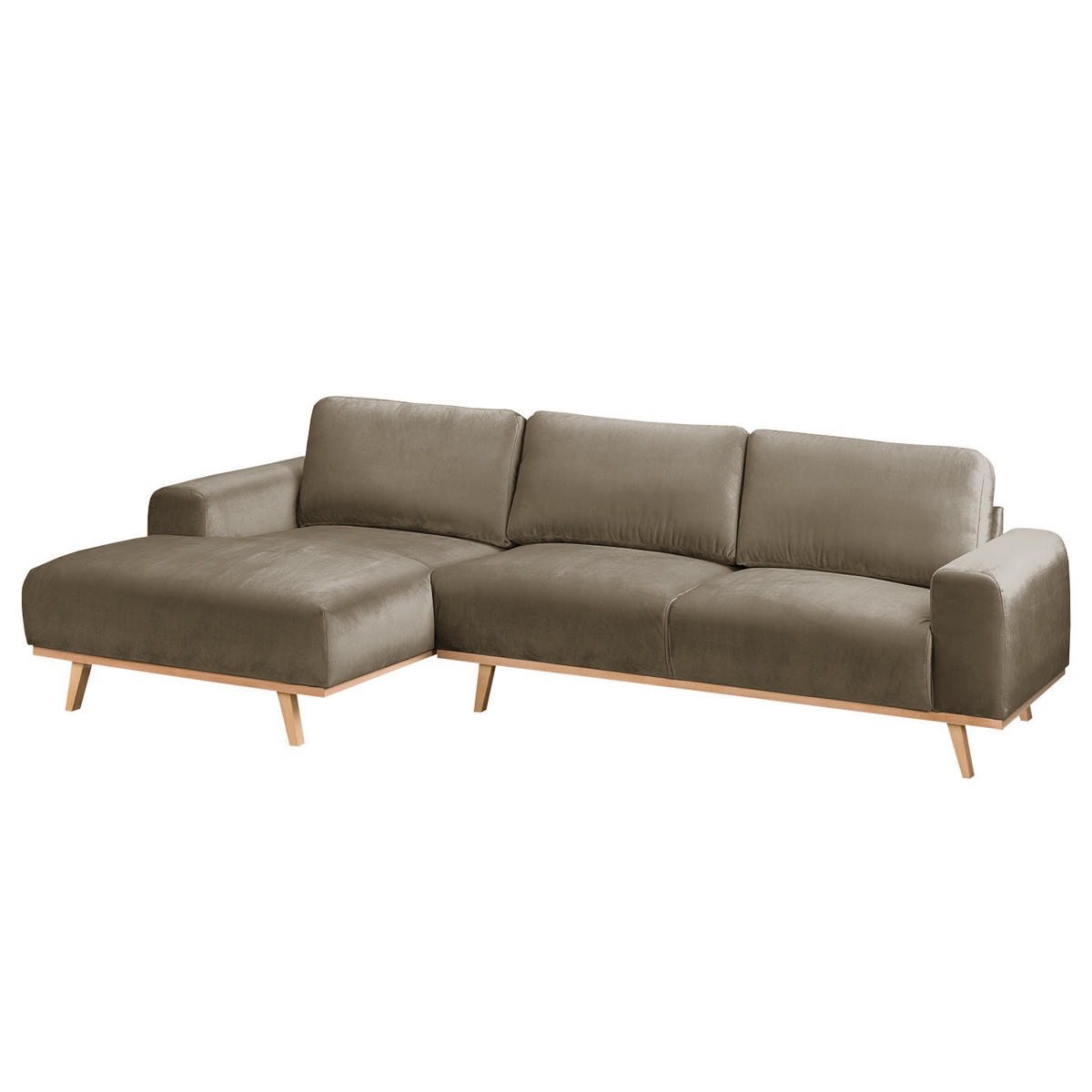ECKSOFA - Samt - Cappuccino, Textil (286/152cm) - home24
