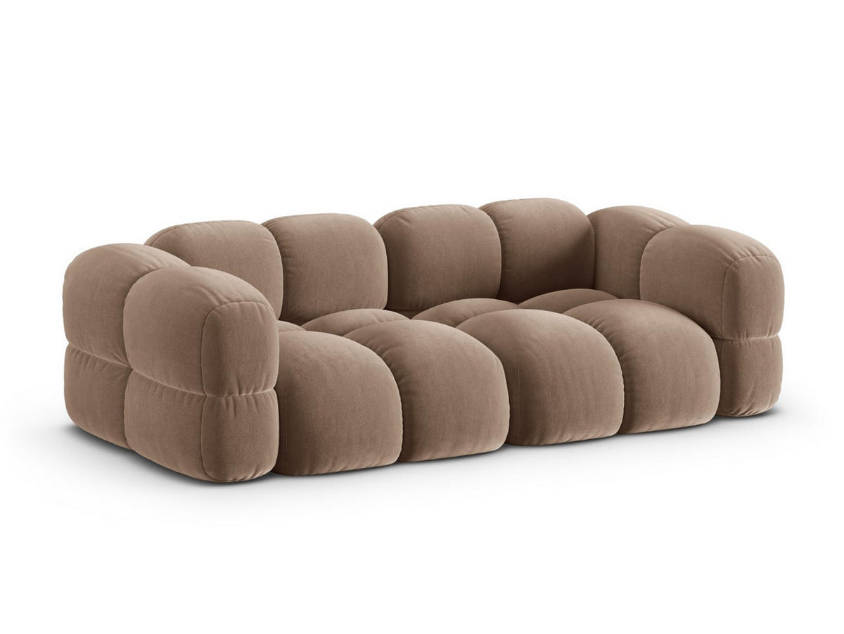 SOFA Loretto aus Samt dunkelbeige 4 Sitzplätze - Mokka, Textil (100/68/250cm) - Cosmopolitan Design