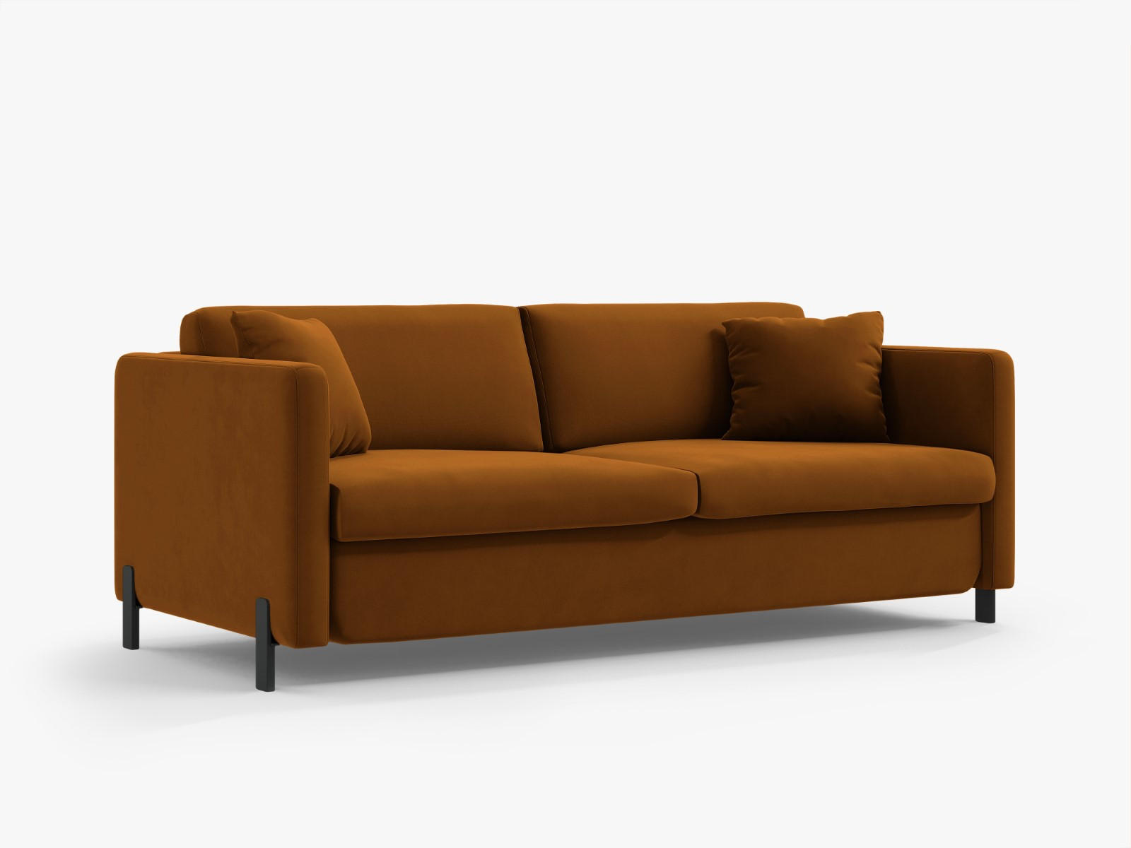 AUSKLAPPBARES-SOFA Gloria aus Samt braun 3 Sitzplätze - Braun, Textil (102/80/202cm) - Micadoni