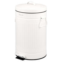 ABFALLEIMER Treteimer VINTAGE, 12 Liter, aus Metall, weiß - Weiß, Metall (25.5/42.5/25.5cm) - eluno