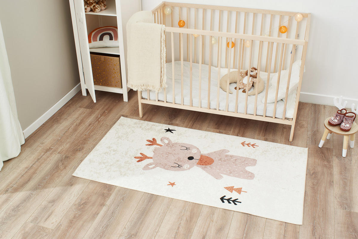 KINDERTEPPICH mit braunem Hirschmuster Happy 80x150 cm - Braun, Textil (80/150cm) - Nazar Rugs