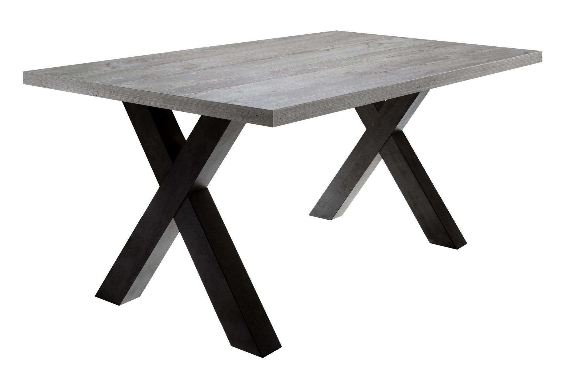 ESSZIMMERTISCH Eike 8 160 x 90 x 75 Esstisch Schwarzstahl/Beton - Graubraun, Holz (160/90/75cm) - 58aufmkessel