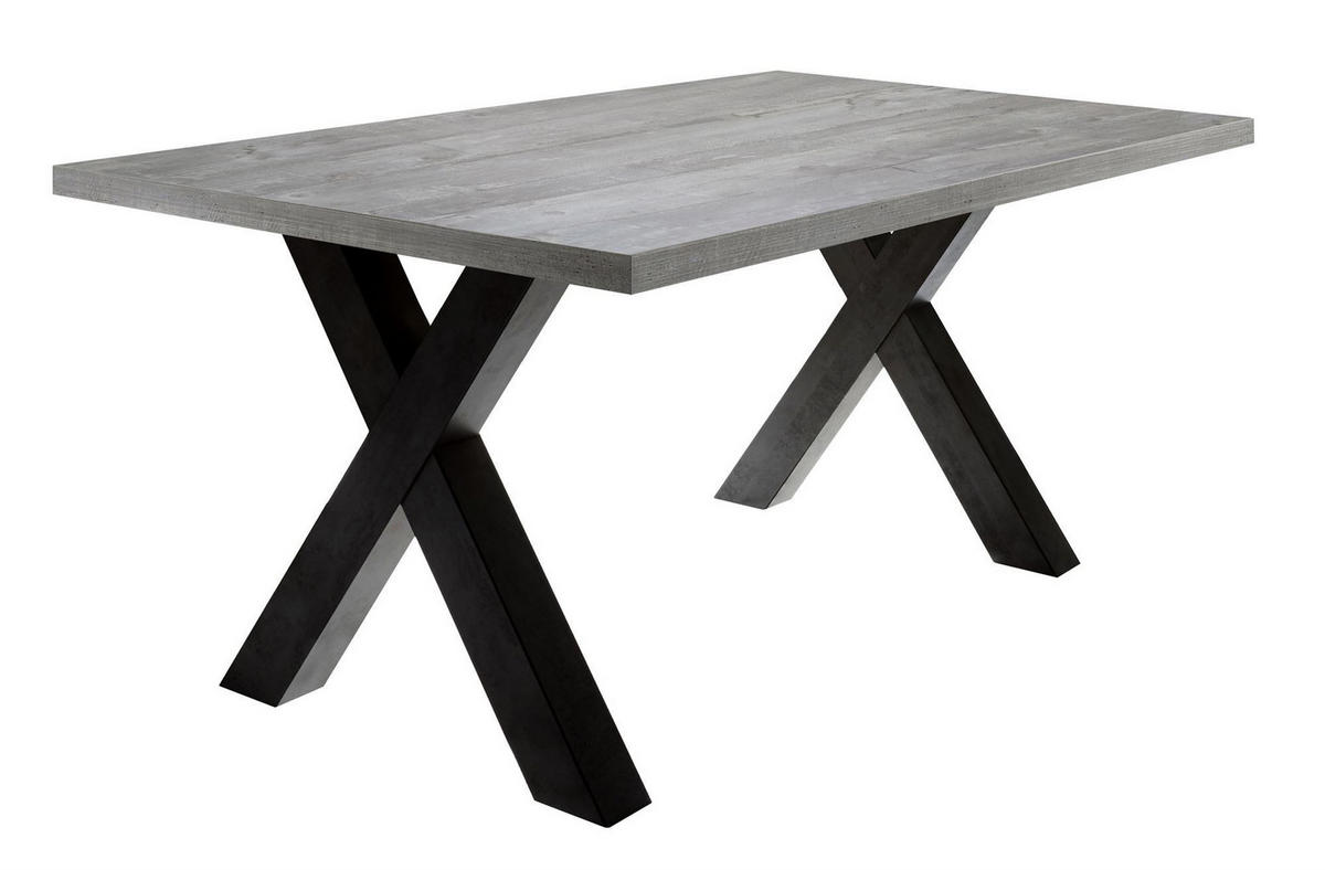 ESSZIMMERTISCH Eike 8 160 x 90 x 75 Esstisch Schwarzstahl/Beton - Graubraun, Holz (160/90/75cm) - 58aufmkessel