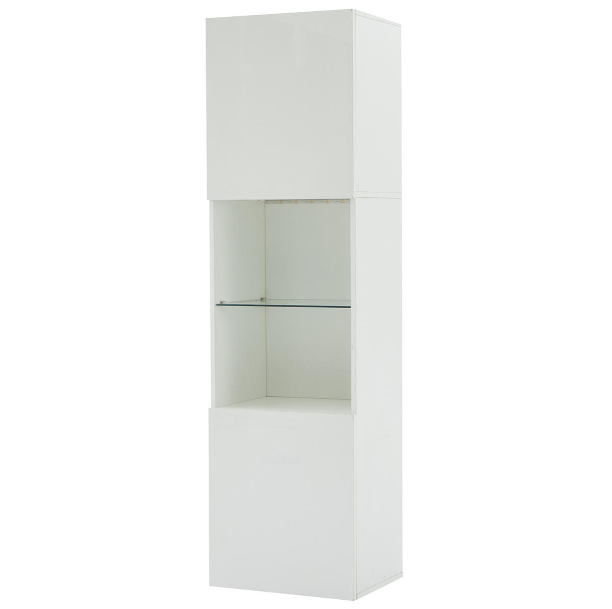 VITRINE 45/35/160 cm Weiß aus Spanplatte mit LED-Beleuchtung - Weiß, Holzwerkstoff (35/160/45cm) - OKMYHOME