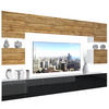 WOHNZIMMERWAND Schrankwand mit LED Eiche Wotan / Schwarz - Eiche Wotan/Schwarz, Holz (300/180/36cm) - B BELINI GROUP