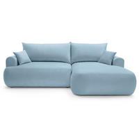 ECKSOFA Ovo Hellblau mit wasserabweisendem Samtbezug - Schwarz/Hellblau, Kunststoff/Textil (260/165cm) - Selsey