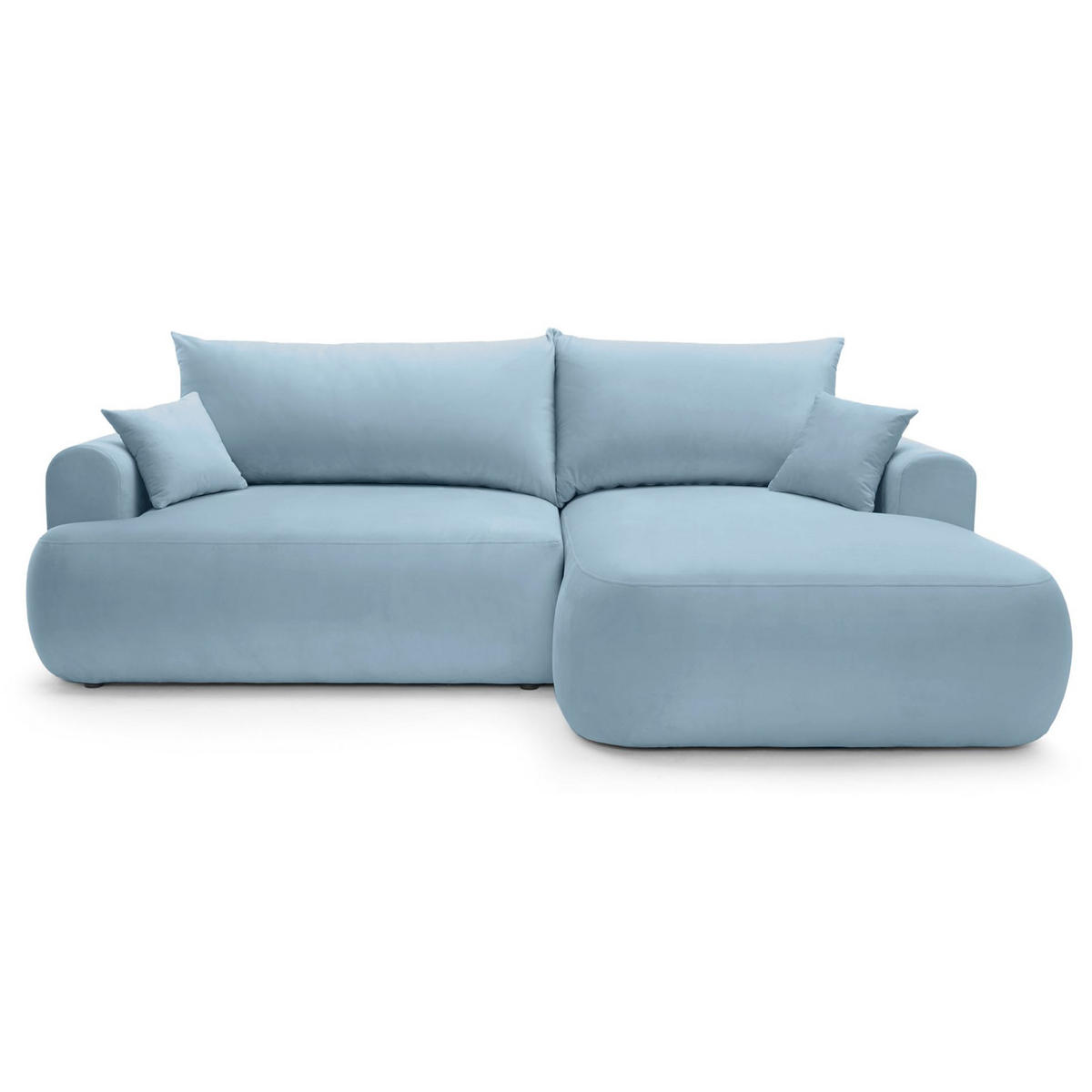 ECKSOFA Ovo Hellblau mit wasserabweisendem Samtbezug - Schwarz/Hellblau, Kunststoff/Textil (260/165cm) - Selsey