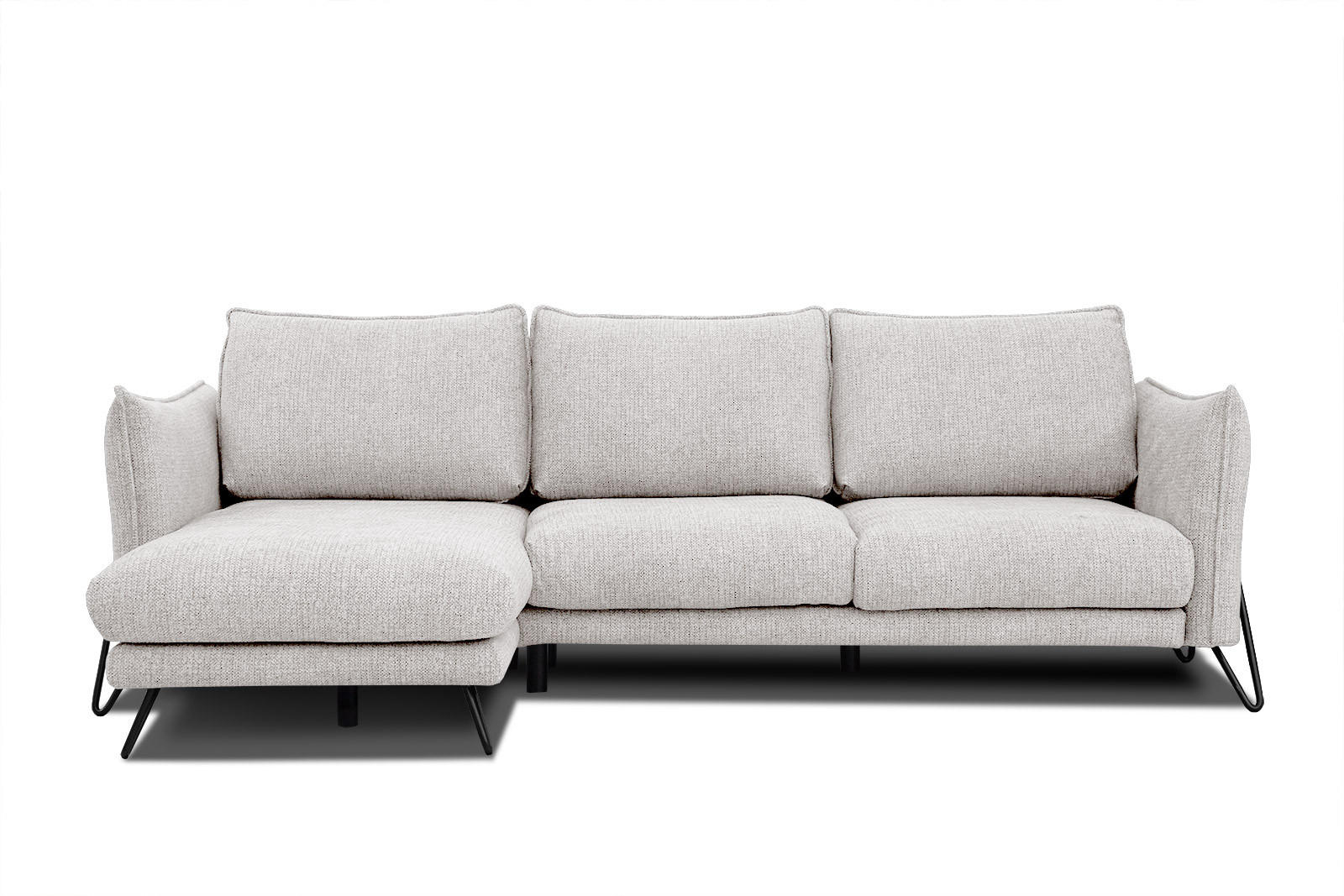 ECKSOFA HOSTEN 4-Sitzer, creme - Creme/Schwarz, Holzwerkstoff/Textil (158/269cm) - Courtois Laville