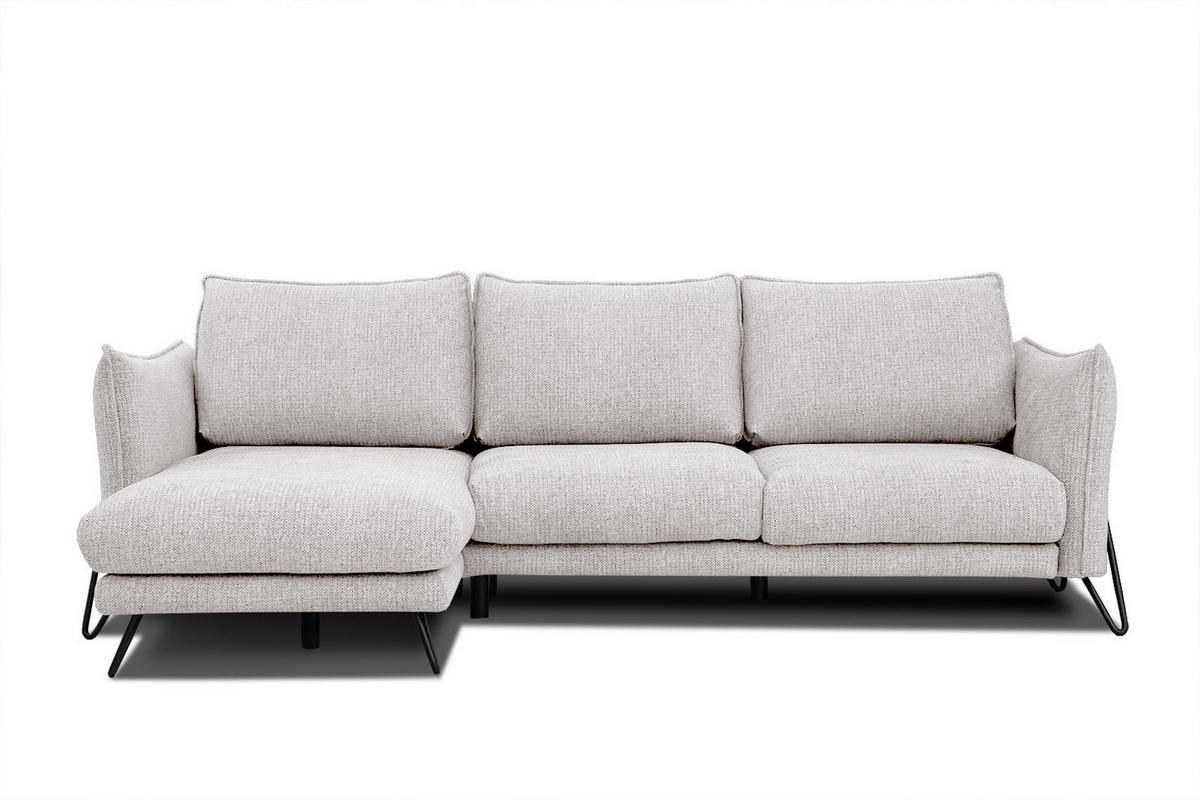 ECKSOFA HOSTEN 4-Sitzer, creme - Creme/Schwarz, Holzwerkstoff/Textil (158/269cm) - Courtois Laville