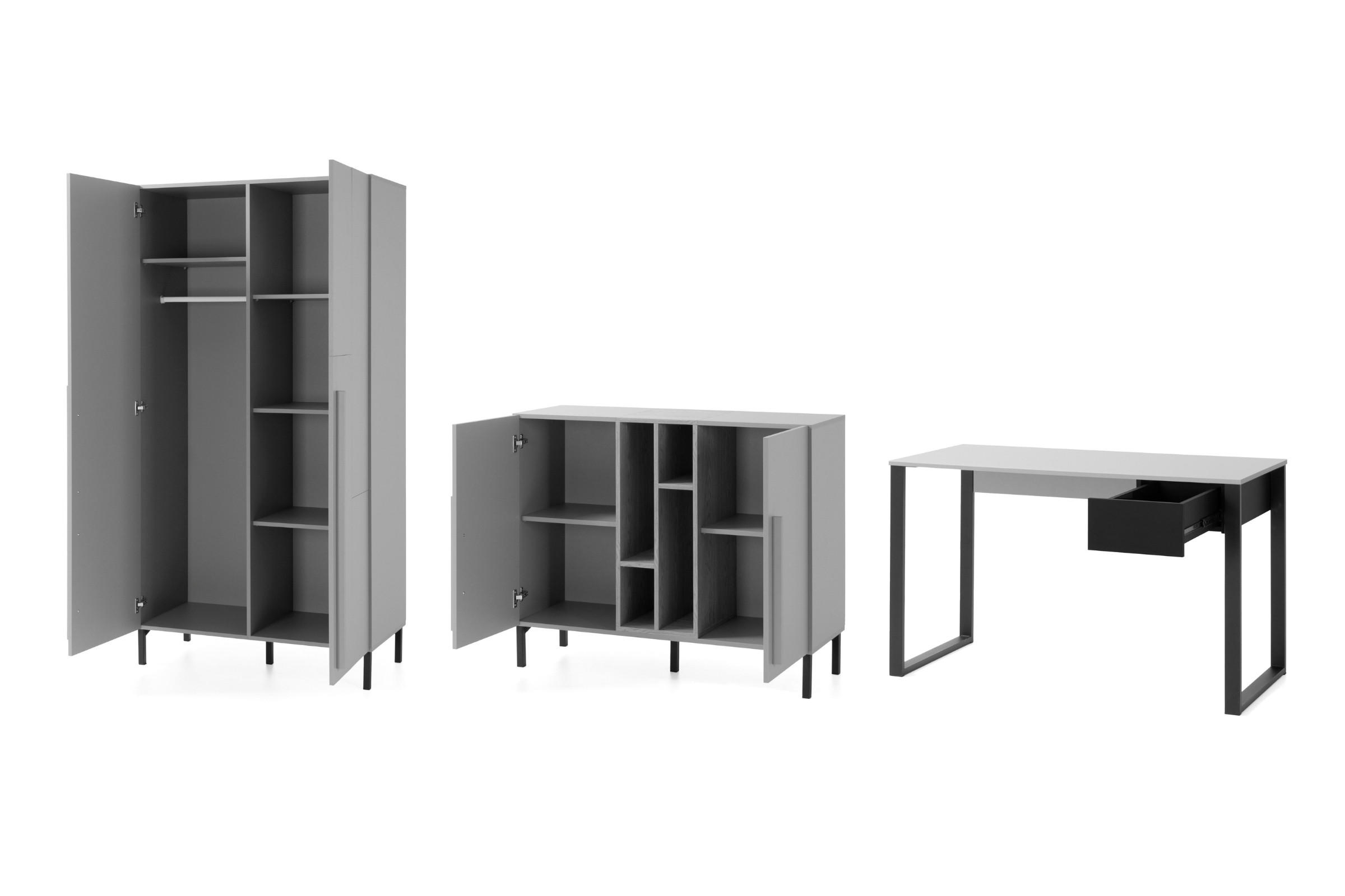 JUGENDZIMMER-SET SORENTO D 3-teilig in Sandbeige/Geölte Eiche/Royalblau - Eichefarben/Beige, Holzwerkstoff (335/195/56cm) - Deine Möbel 24