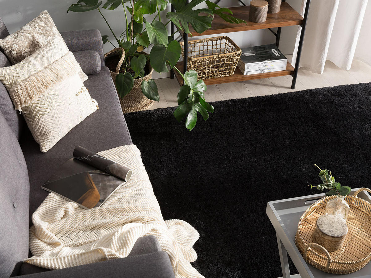 SHAGGY-TEPPICH Evren 200/140 cm - Schwarz, Kunststoff (140/200cm) - Beliani