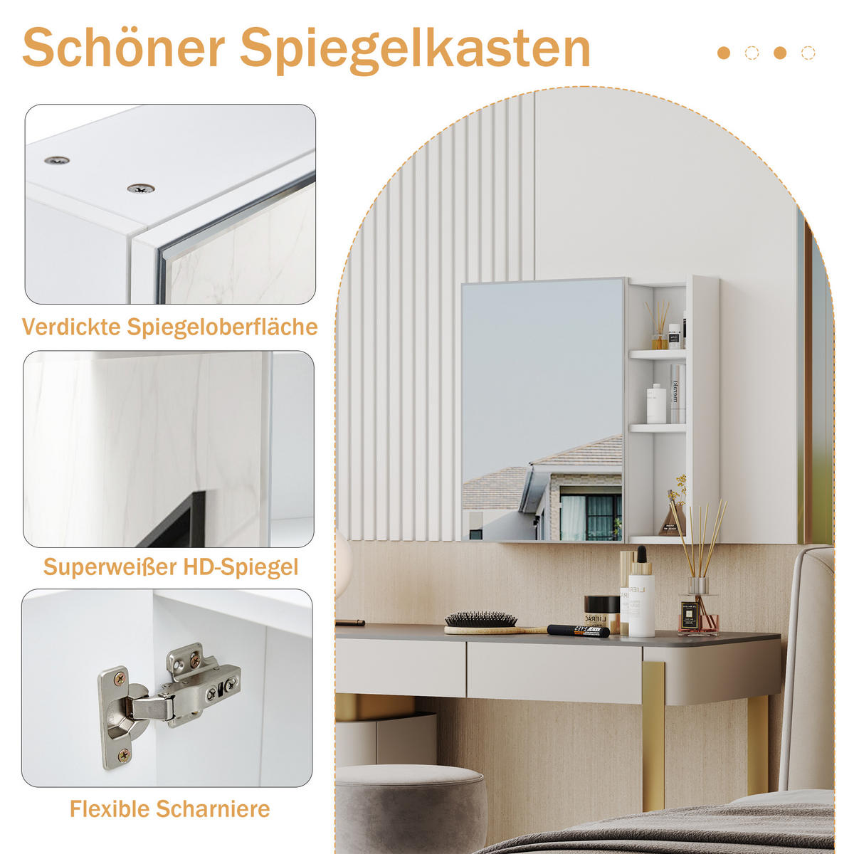 SPIEGELSCHRANK Weiß wandhängend mit Spiegeltür und Stauraum 55/13/56 cm - Transparent, Holzwerkstoff (55/56/13cm) - PANGIVO