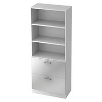 HÄNGEREGISTER Kombi - 2 Schübe 42/80/200,4 cm in Weiß/Silberfarben Chromgriff - Silberfarben/Weiß, Holzwerkstoff (80/200.4/42cm) - bümö