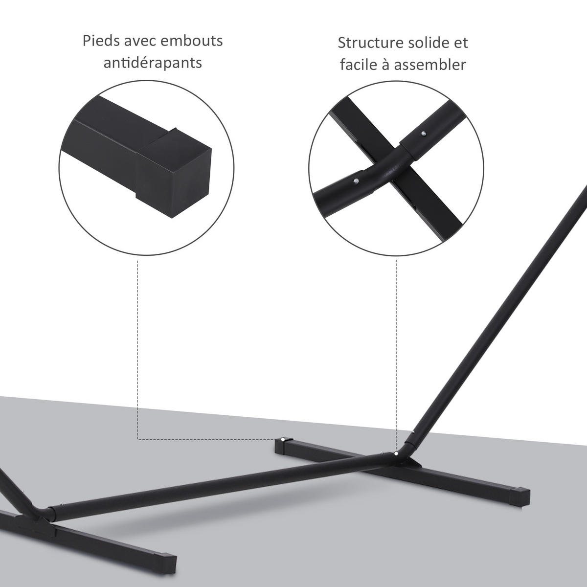 HÄNGEMATTENGESTELL DE-15337 3,60 x 0,92 m Bogenform Schwarz - Schwarz, Metall (360/92/112cm) - ComfortXL