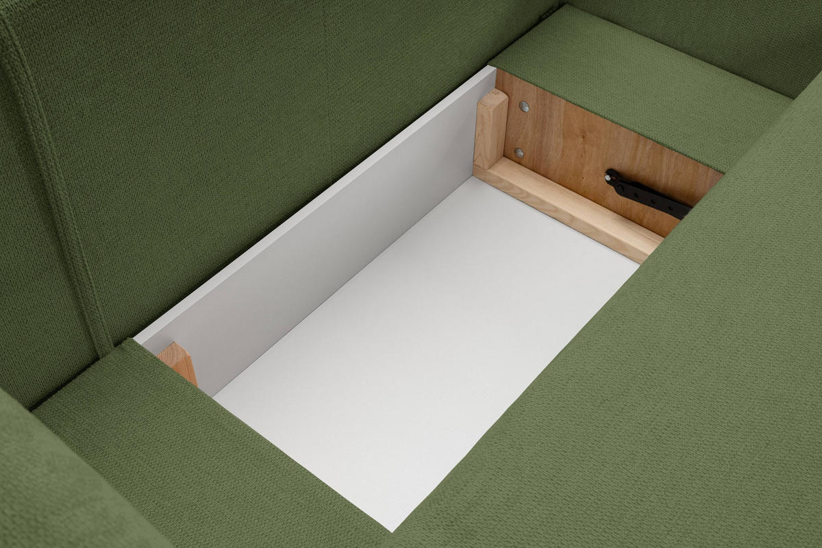 ECKSOFA Olena - Dunkelgrün (Aragon 39) - Olivgrün, Holzwerkstoff (248/174cm)