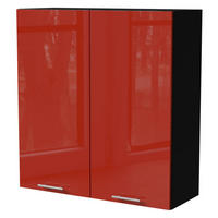 HÄNGESCHRANK Brerra W4/90 Schwarz / RAL 3002 karminrot Hochglanz 90 / 32,5 / 96cm - Rot/Schwarz, Holz/Holzwerkstoff (90/96/32.5cm) - Feldmann-Wohnen