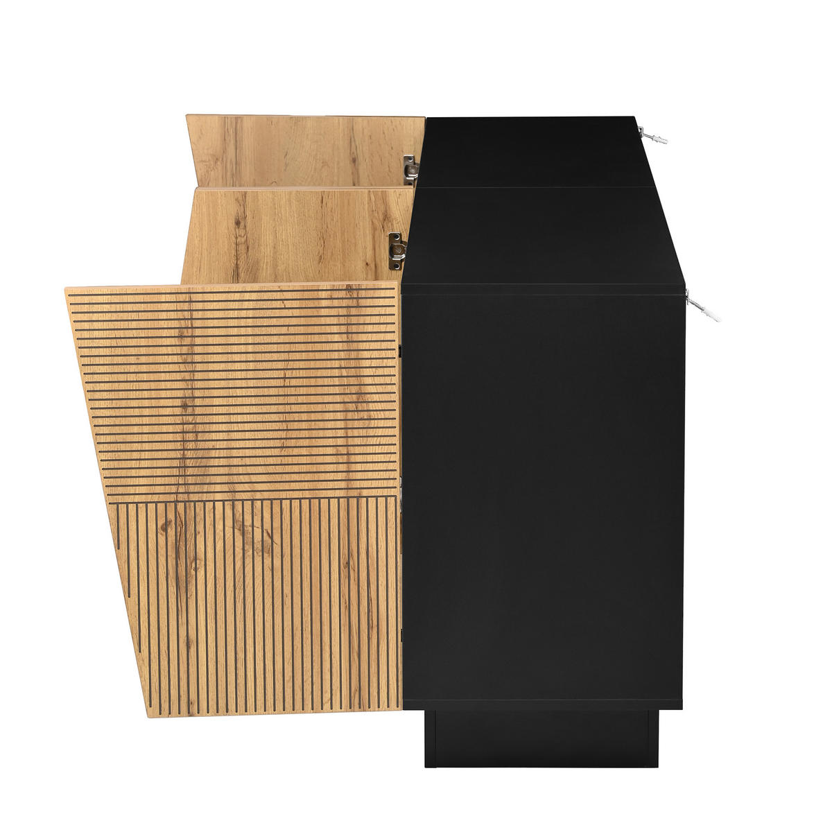 SIDEBOARD 160cm geometrisch verstellbare Böden modern - Schwarz, Holzwerkstoff (40/72/160cm) - FLIEKS