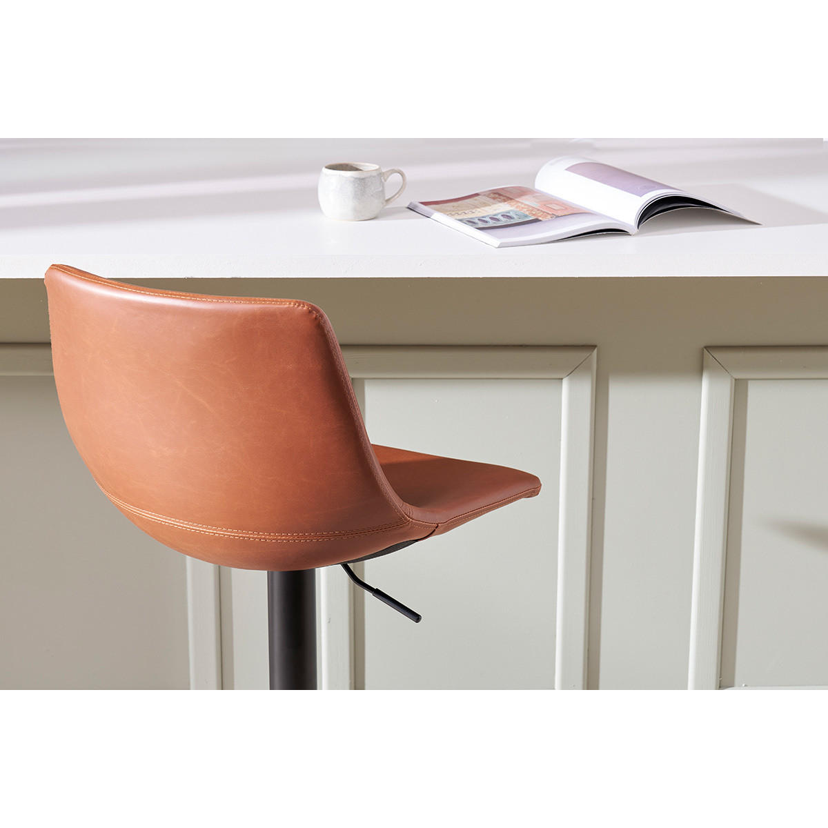 BARHOCKER Vintage PU Hellbraun 2er-Set NEW ROCK - Hellbraun, Textil (47/112.5/46cm) - Miliboo