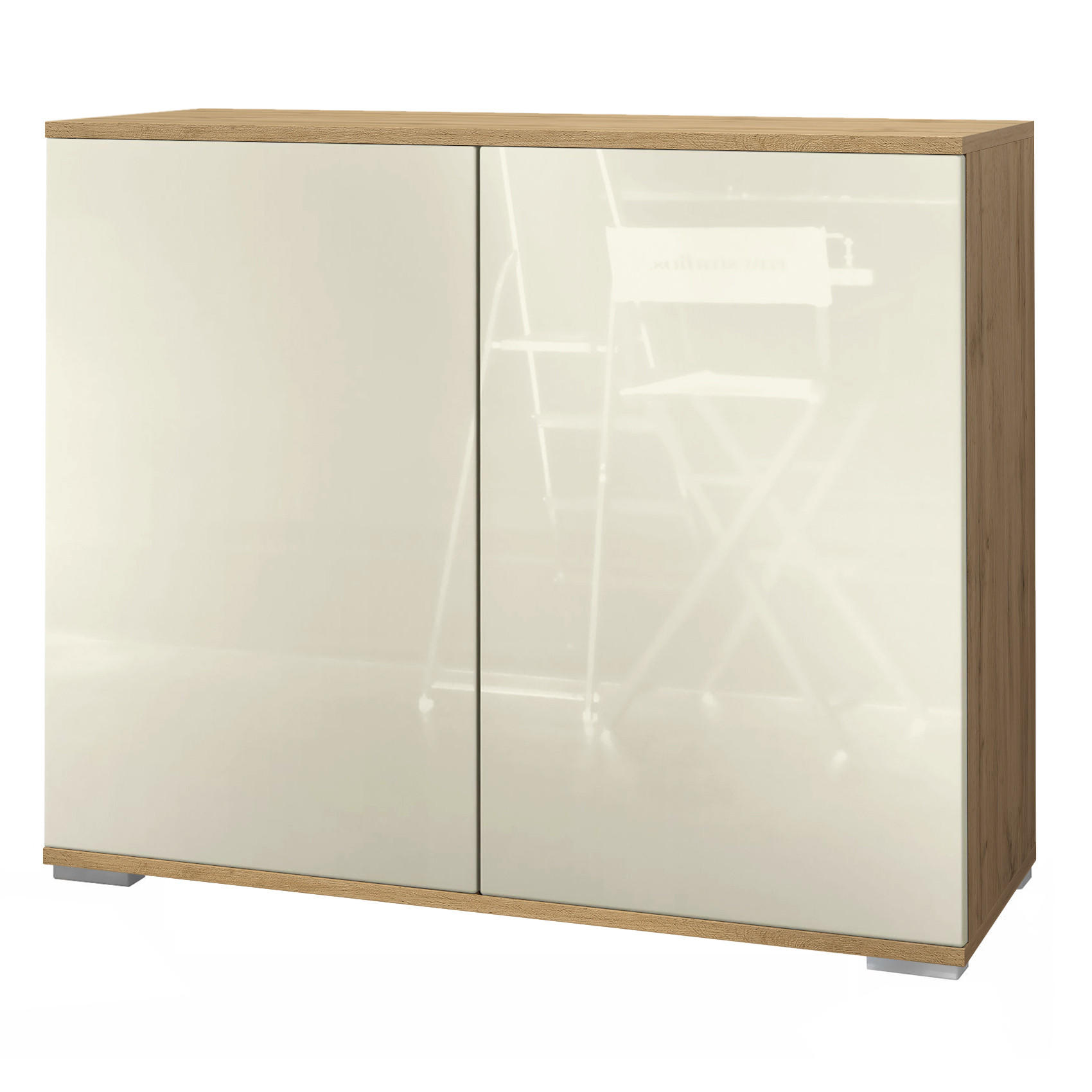 KOMMODE Skadu Creme Hochglanz - Creme, Holzwerkstoff (92.5/75.5/35cm) - Vladon