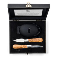 AUSTERNMESSER mit Austernhalter Luxury Line Olivenholz - Braun, Metall (1cm)
