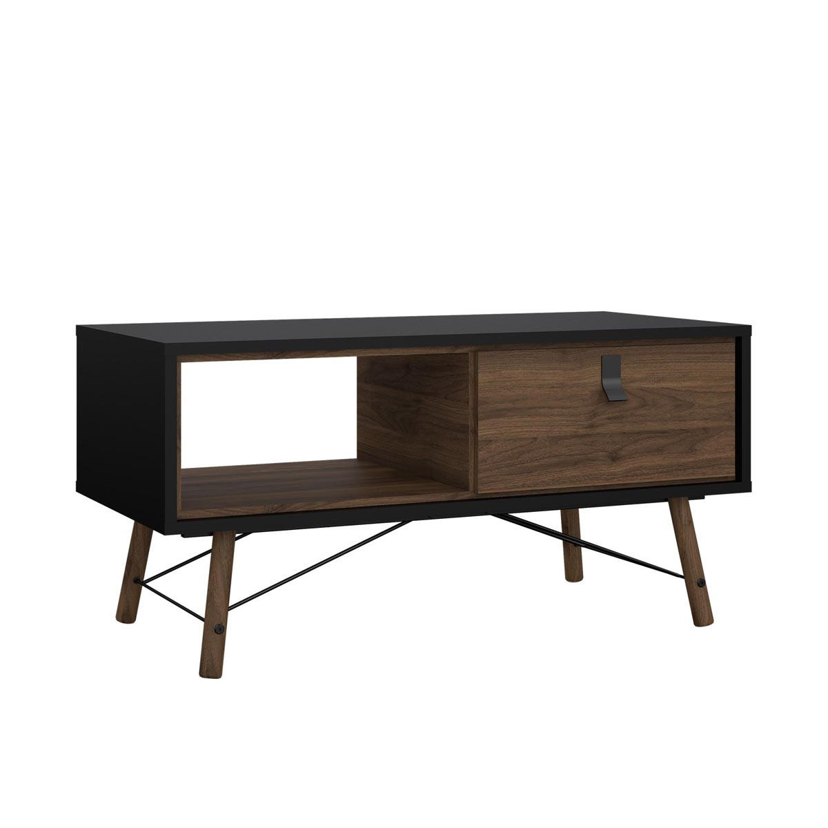 COUCHTISCH wallnuss Dekor - Schwarz, Holzwerkstoff (48/102/50cm) - ebuy24